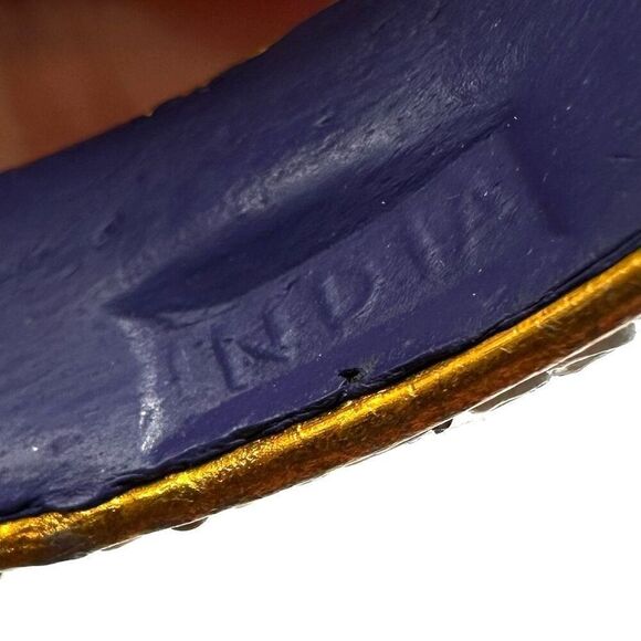 Blue beaded Indian  mirrored bangle bracelet - Picture 7 of 8